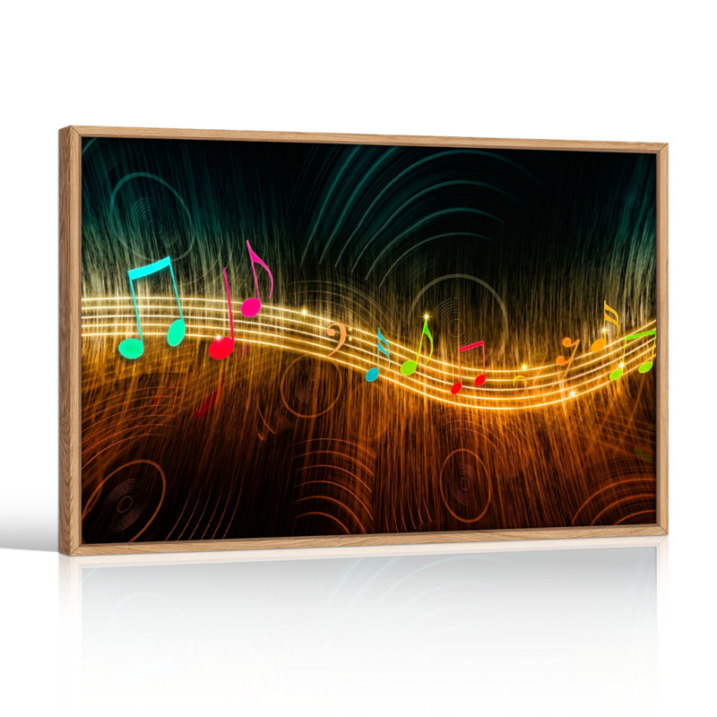 Ensemble de 1 tableau sur toile avec notes de musique, 36"H x 48"W, Natural