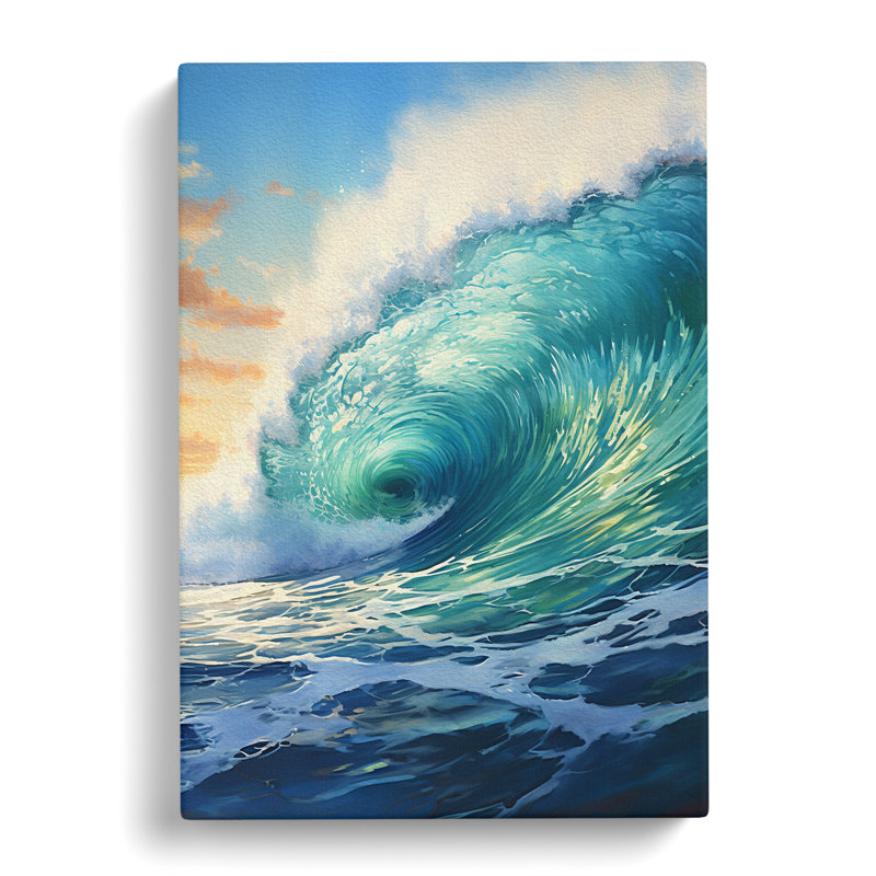 Wave Modern Contemporary Art - Wrapped Canvas, 76cm H x 50cm W x 3cm D