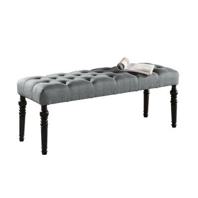 Gray Dining Bench With And Seat - Solid Wood Frame, Turned Legs, 48"W X 16"D 19.5"H, Assembly Required Frame & 48W 16D 19.5H In,
