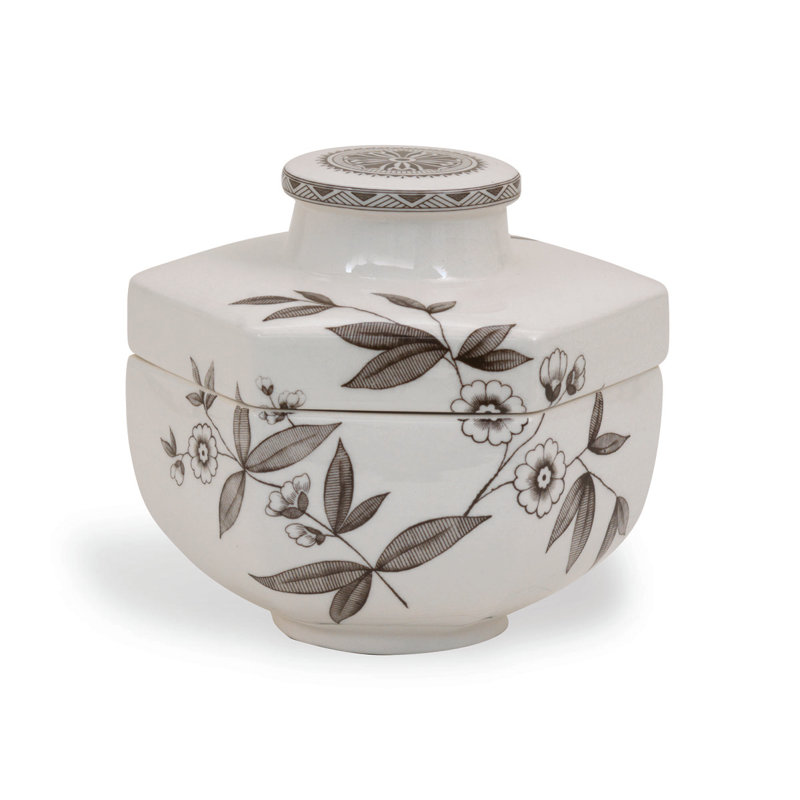 Temba Ceramic / Porcelain Table Vase, White/Brown