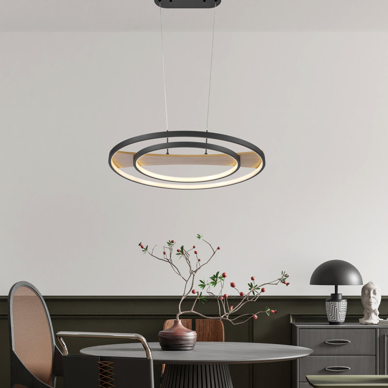 Lustre satiné noir et bois