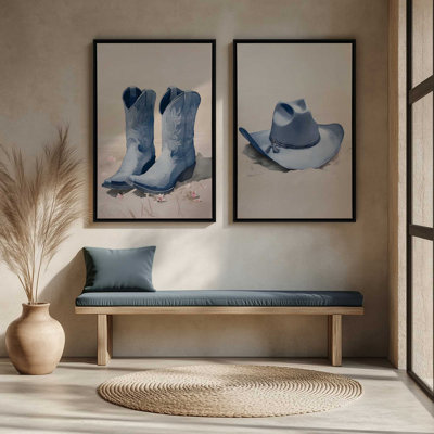 «Cowboy Essentials in Blue», ensemble de 2 impressions sur toile