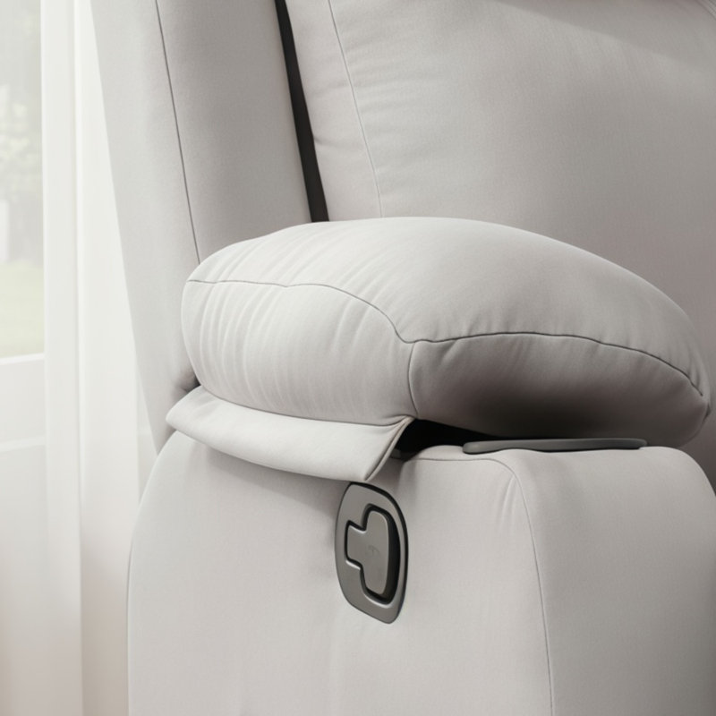 A Manual Recliner Designed For Small Spaces; Khaki Color Complements Living Rooms And Bedrooms., Gray