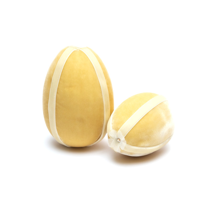 Velvet Ribbon Egg, 4" H x 2.5" W x 2.5" D, Husk