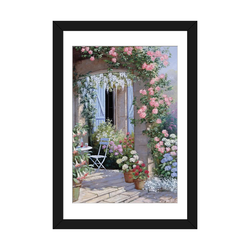 « fleur invitation », reproduction sur toile, H 24 po x l 16 po x P 1 po, Papier beaux-arts encadré noir, Blanc