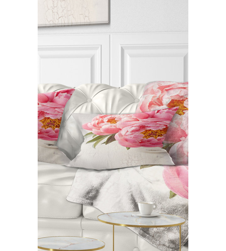 Coussin lombaire pivoine fleurs en vase floral