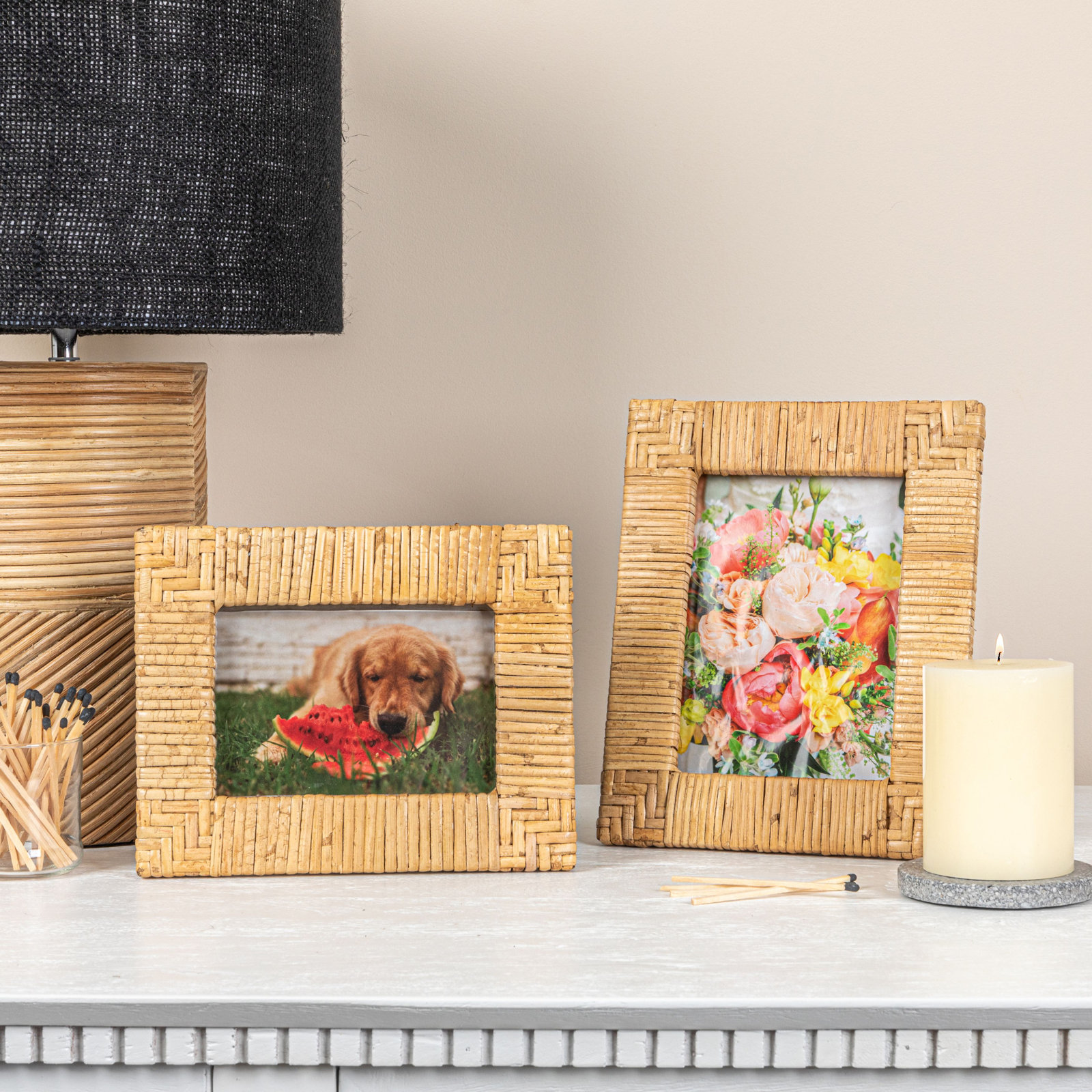Kitt Wicker / Rattan Picture Frame, Natural, 7" x 5"