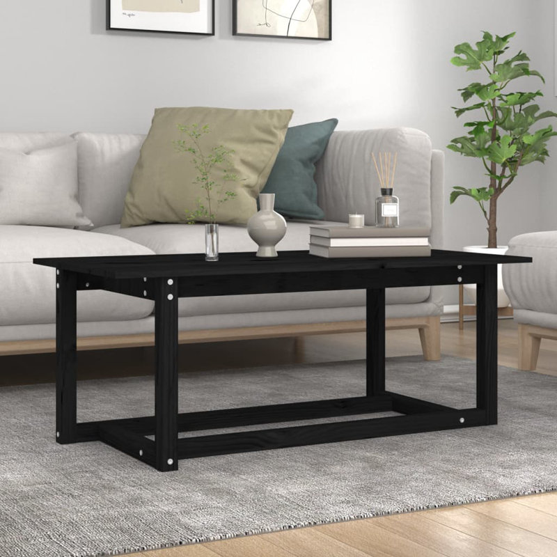 Kamyle Solid Wood Four Leg Coffee Table, Black