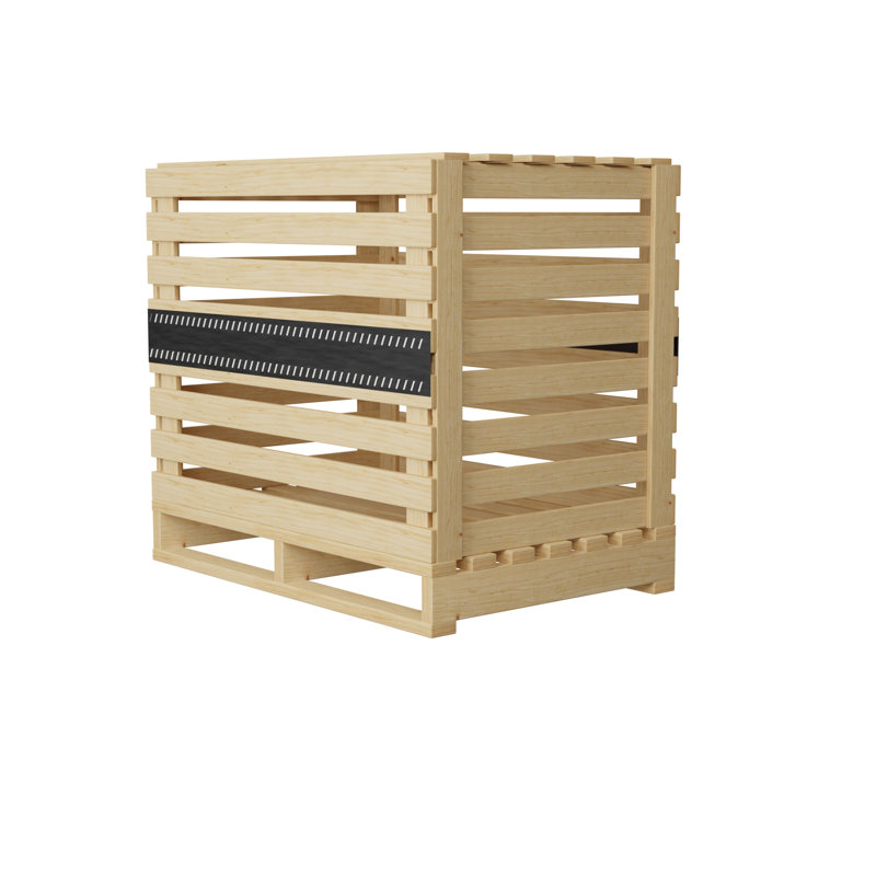 Caisse d'expédition en bois empilable avec structure à lattes robuste, facile à ranger et à transporter, 36 x 34 x 32, beige