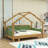 Twin Wooden House Bed With Soft Padded Rails-1925475695