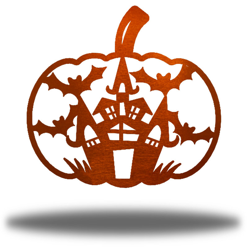 Décoration murale d'Halloween citrouille Dhiman Spooky House, Cuivre, H 18 po x l 18 po x P 0,013 po