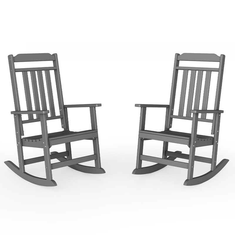 Ensemble de 2 chaises berçantes d'extérieur surdimensionnées, Gris