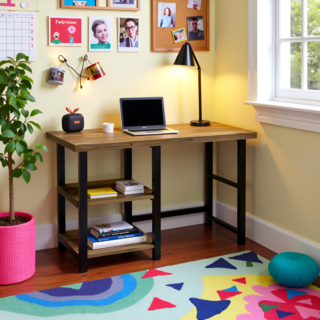 Rundell Solid Wood Top Metal Base Writing Desk Trent Austin Design®