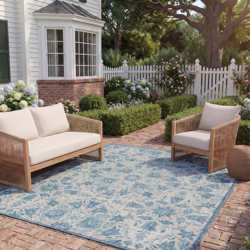 Tapis d'intérieur / extérieur à motif floral Puchta, Rectangle 8 pi x 11 pi