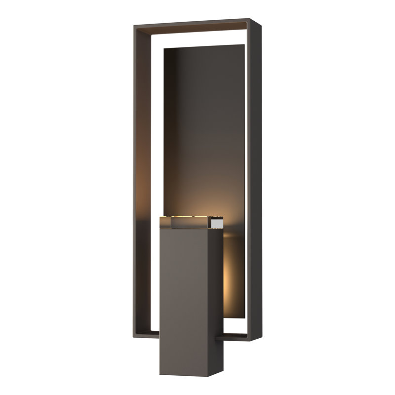 Shadow Box Outdoor Armed Sconce, Coastal Dark Smoke, Coastal Burnished Steel, 21.2" H x 7.5" W x 4" D