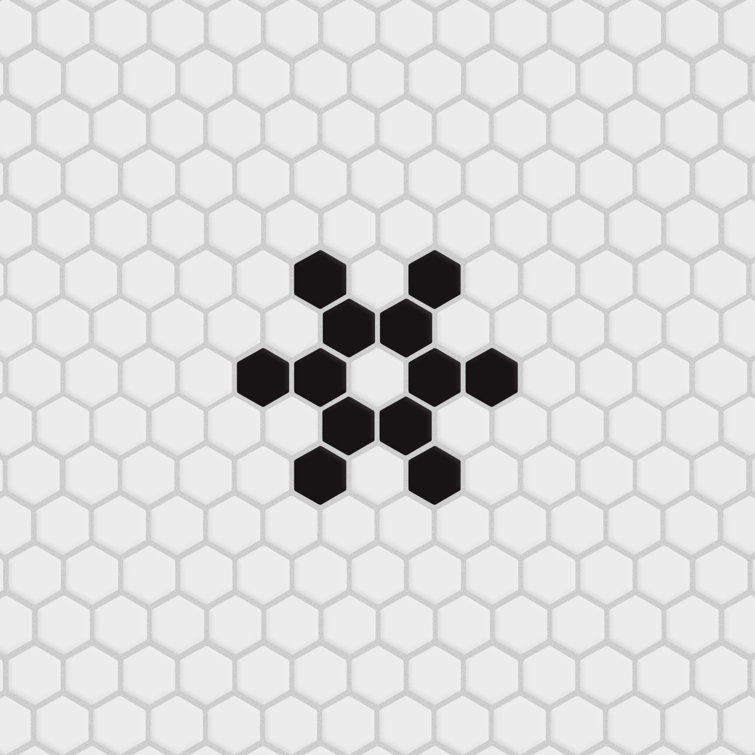 Metro 1" Hex Matte White with Snowflake 10-1/4" x 11-7/8" Porcelain Mosaic Tile