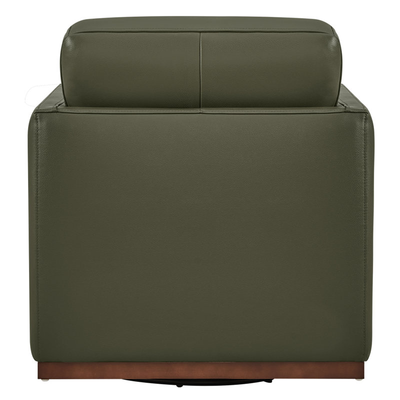 Ensemble de 2 fauteuils pivotants rembourrés Bobbi, Olive Genuine Leather, Noir