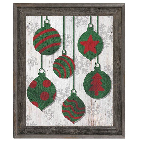Click Wall Art Green With Red Tree Ring Ornaments Print | Wayfair