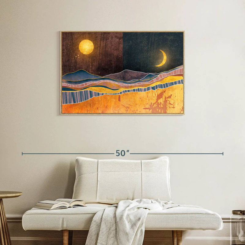 «Blairs Dusk To Dawn», Cadre flottant en bois naturel, 37 po x 25 po