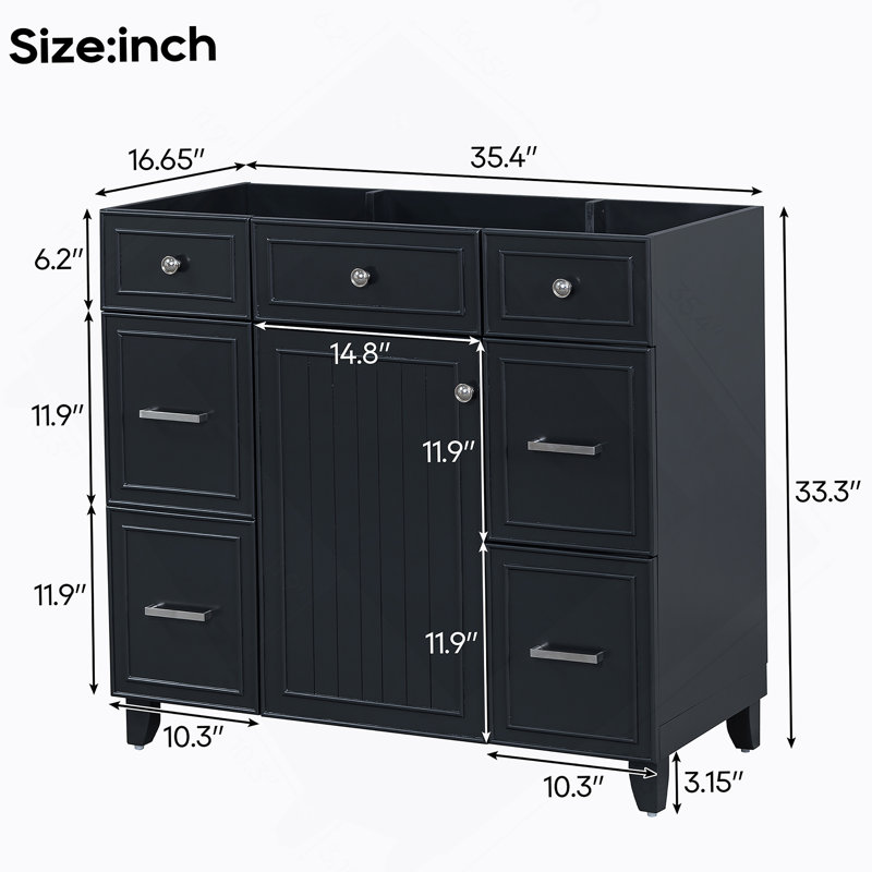 36" Bathroom Vanity-Black(Sink Not Included)
