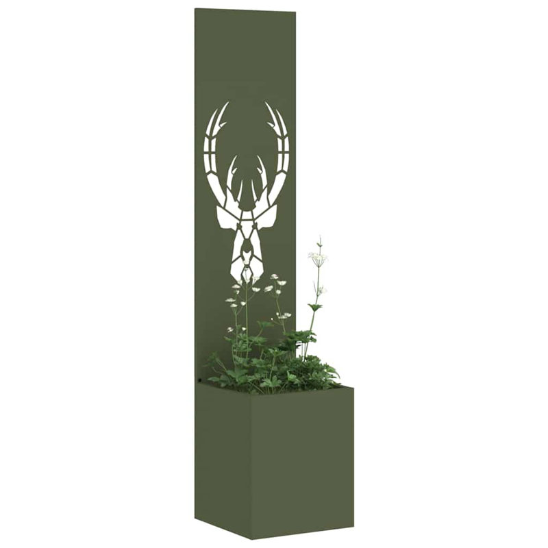  Garden Privacy Screen Olive Green 32 X 140 Cm Cold-Rolled Steel, Olive Green