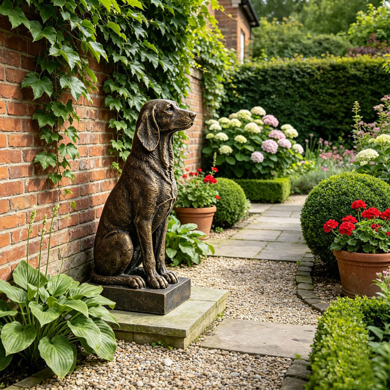 Statue vintage en résine assis pour la décoration intérieure et extérieure