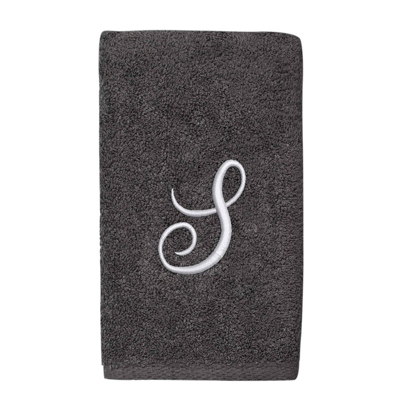 Winston Porter Granite/Silver Script Monogram Hand Towel Letter S