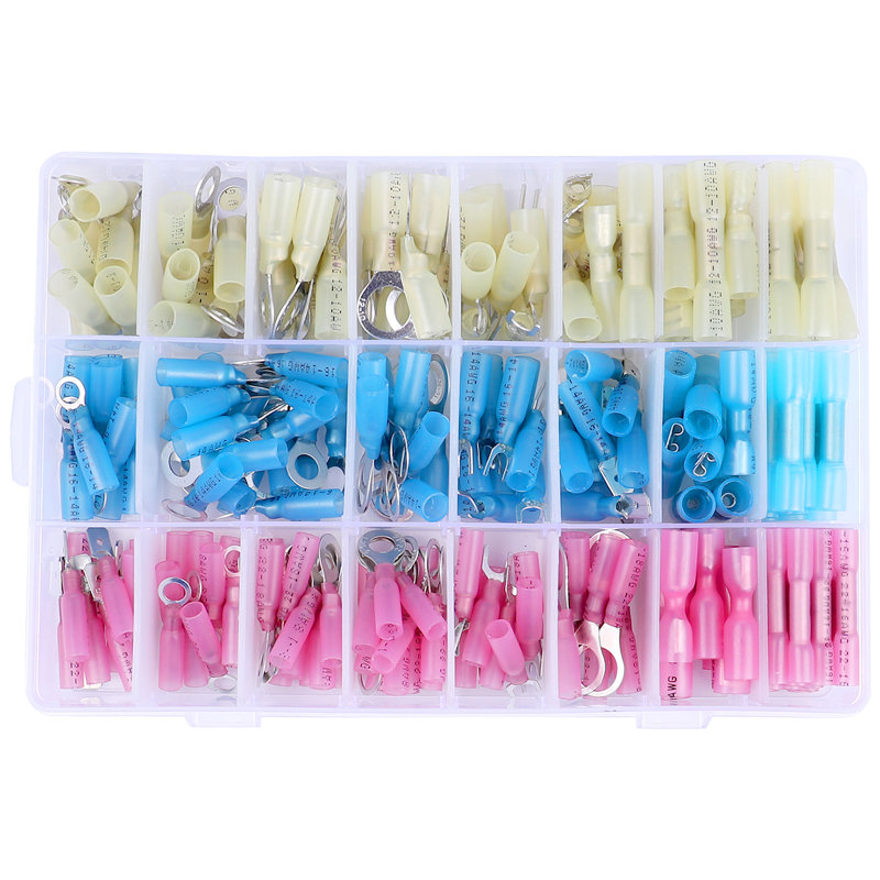 Assortiment de connecteurs de câbles thermorétractables à sertir, ensemble de 250 pièces