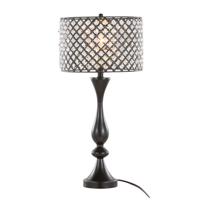 Newport 27'' Contemporary Oil Rubbed Bronze Table Lamp with Clear K9 Crystal Accents and Metal Shade - Grandview Gallery by LumiSource