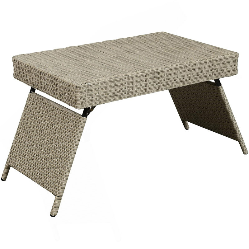 Table portative pliante en osier, gris