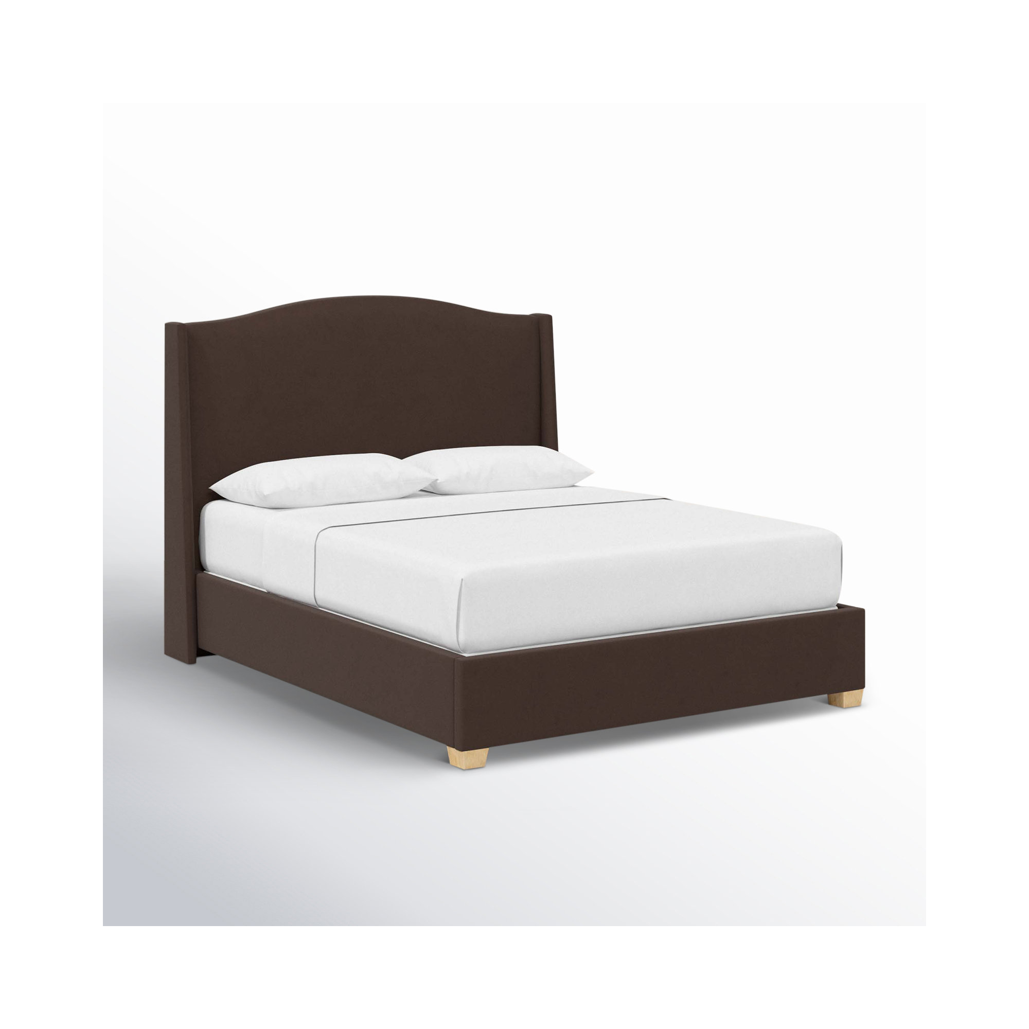 Allis Upholstered Wingback Bed, Classic Chocolate Velvet, Twin