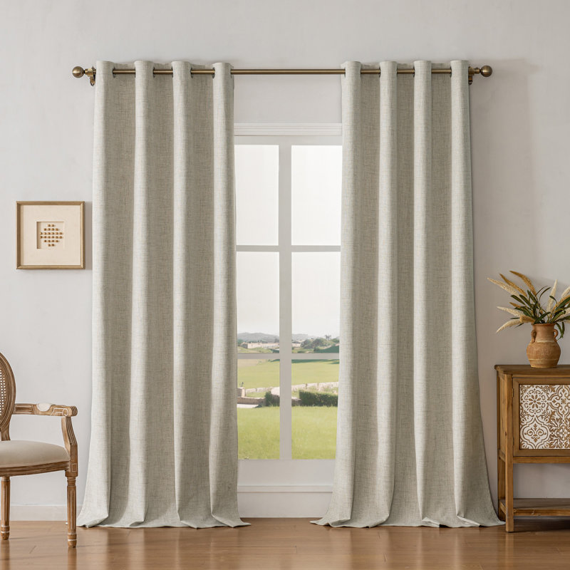 Leming 100% Polyester Burlap Blackout Curtains for Bedroom Grommets Curtains 2 Panels Set, null, null
