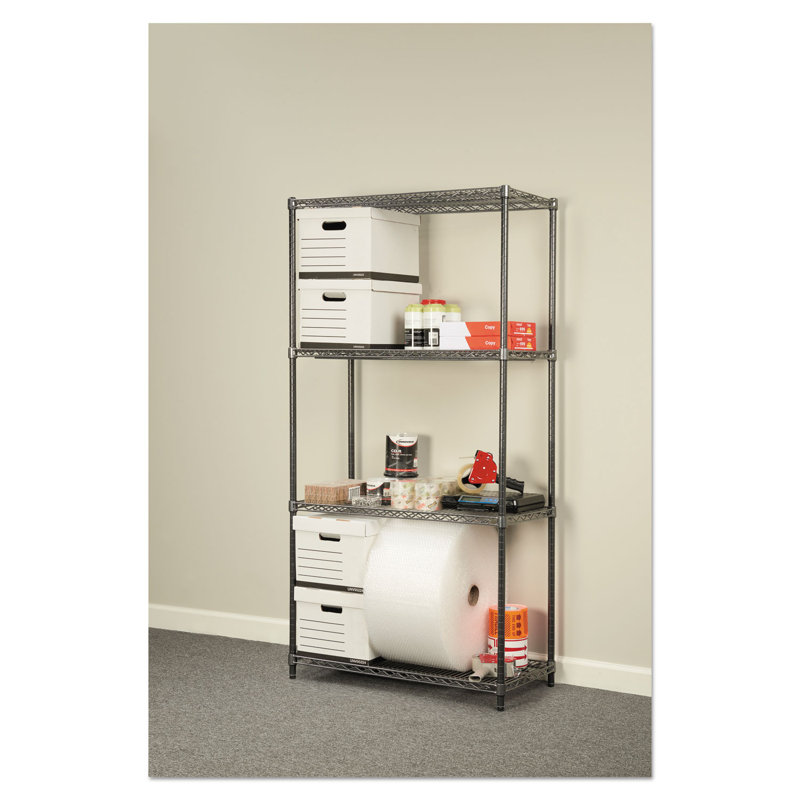 Black Anthracite Adjustable 4-Shelf Metal Storage Unit