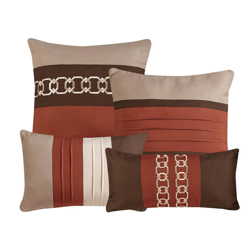 Ensemble d'édredon brun et beige 7 pièces, Grand édredon et 6 pièces supplémentaires