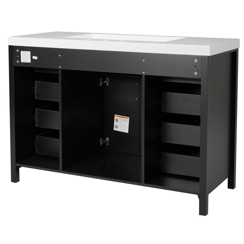 48" Single Bathroom Vanity With Resin Sink, Black