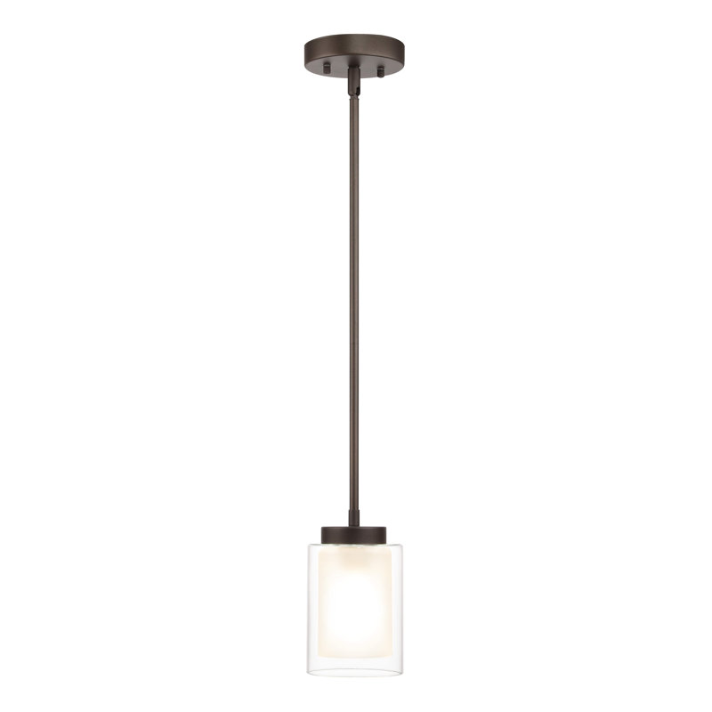 Mini luminaire suspendu 1 lumière avec double verre suspendu, Bronze foncé