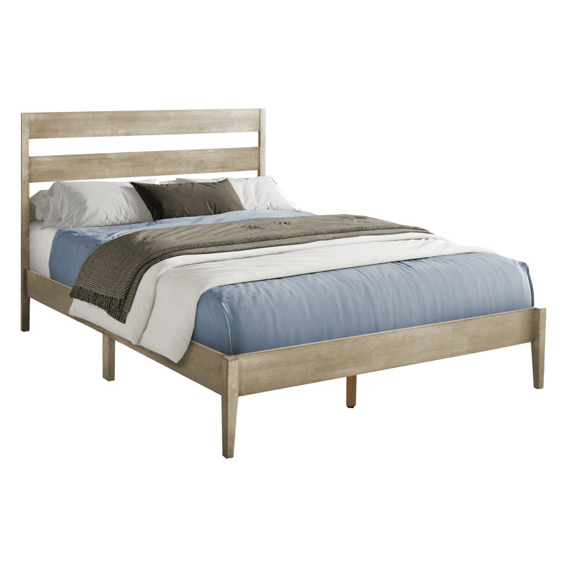 Lit plateforme grand format avec pieds en bois gris et solides pour un look de chambre à coucher moderne, 47 po Améliorez la hauteur de vos pieds élégants, sans sommier tapissier