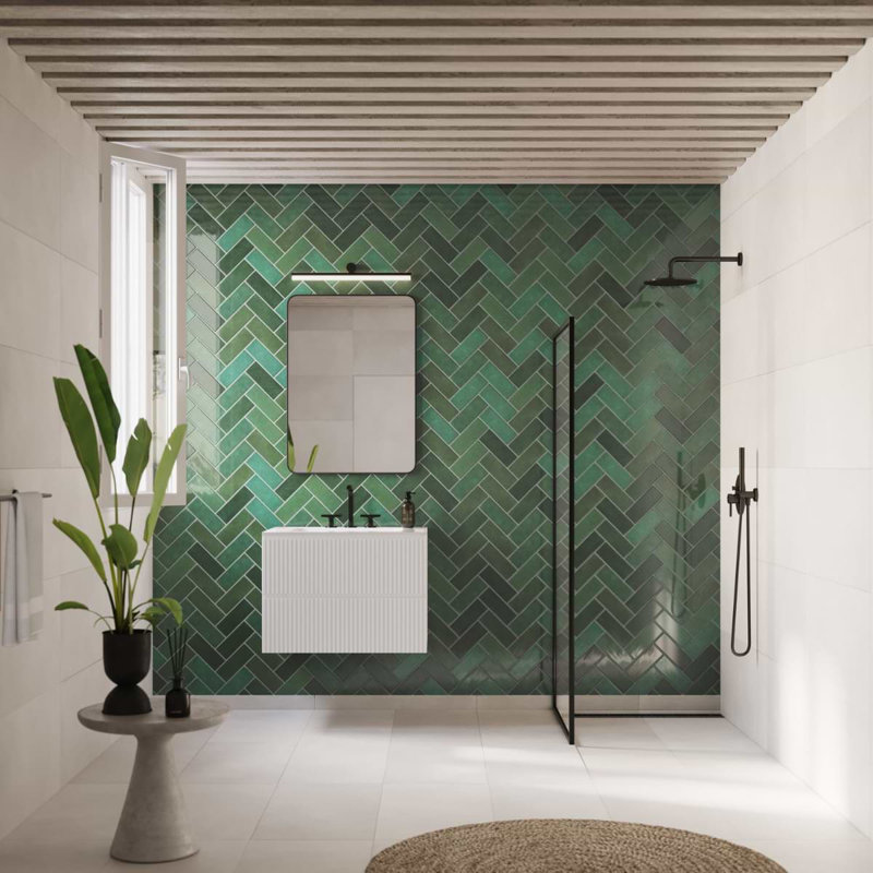 Portmore 3x8 Glazed Ceramic Tile, Green