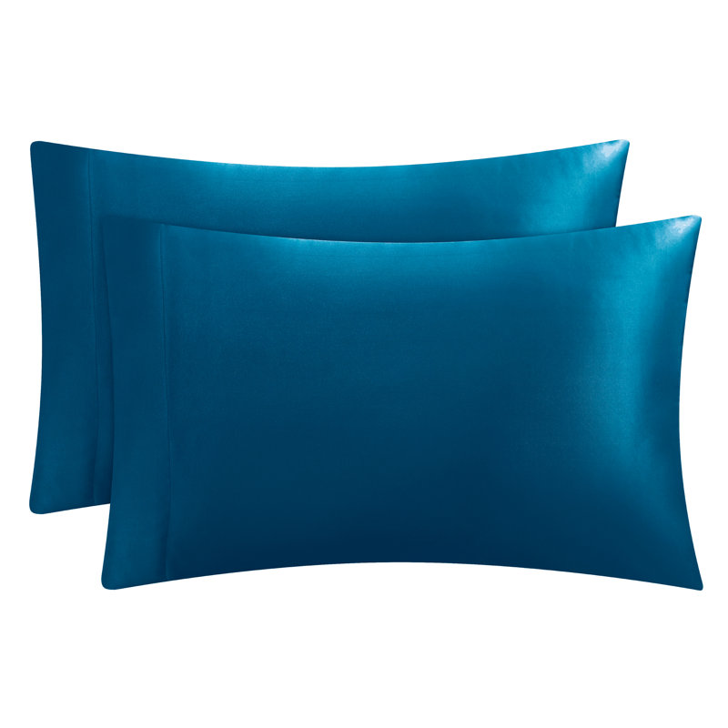 Juicy Couture Silky Satin Pillows Case Sets with Envelope Closure, Queen Pillowcase, Blue