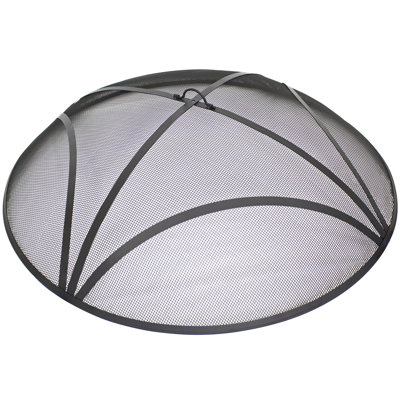 Reinforced Steel Mesh Black Fire Pit Spark Screen with Ring Handle - 40"