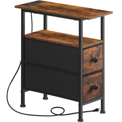 Narrow End Table with Charging Station