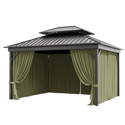 12 X 10 pi Mur de rideau extérieur en polyester à 4 panneaux d'extérieur pour pavillon de jardin, seulement rideaux