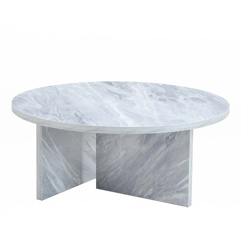 Versatile MDF Round Coffee Table, White, Marble