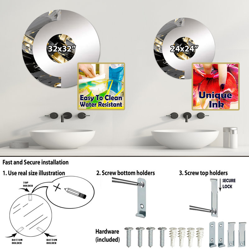 Seconds Before Euphoria I - Miroir mural demi-cercle, 31,4 po x 31,4 po