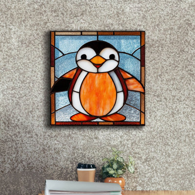  'Stained Glass Baby Penguin' by Rich Monet Canvas Wall Art, 18" x 18"
