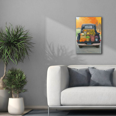 Art mural en toile Epic Graffiti «Fall Bounty 3 Truck Navy» par James Wiens, 18 po x 26 po