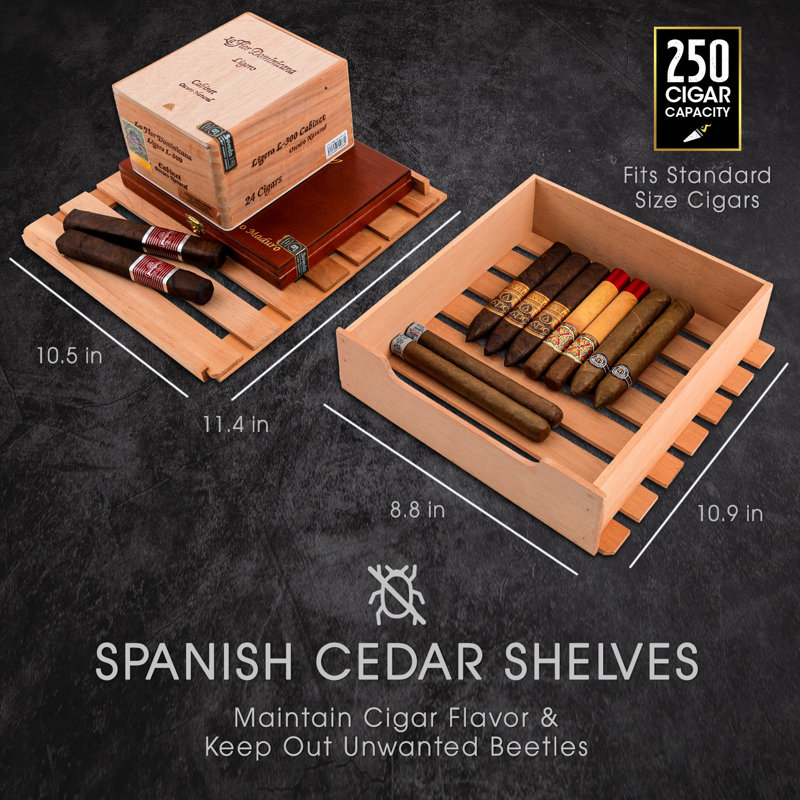 Schmécké Stainless Steel Cigar Humidor with Spanish Cedar Shelves
