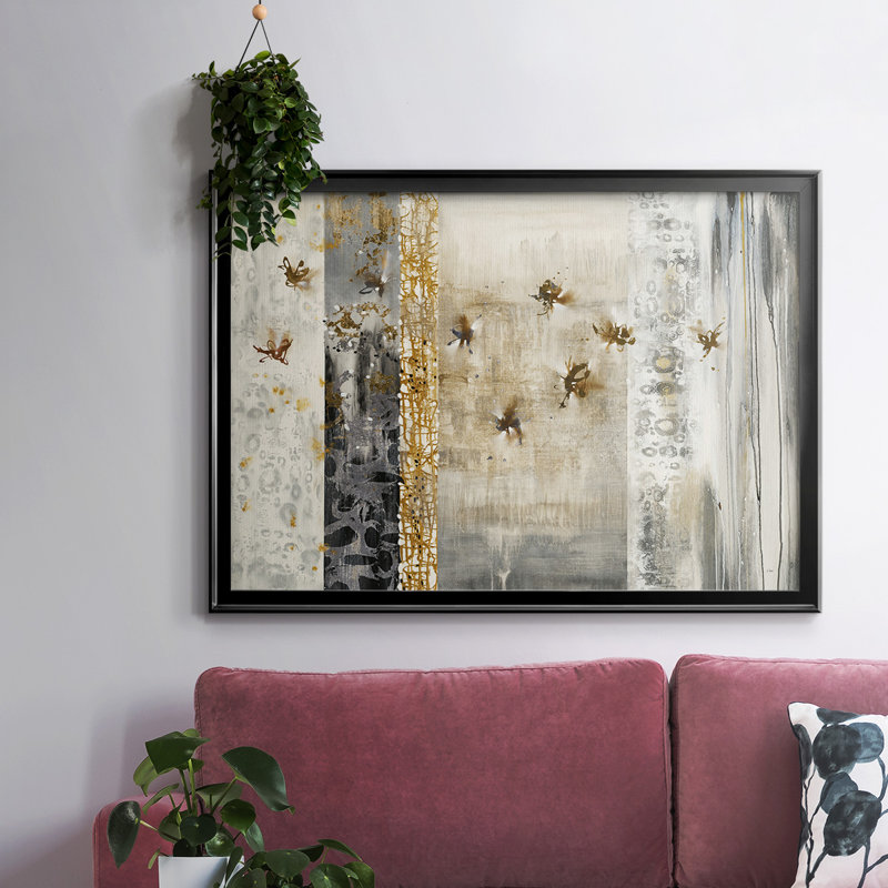 " FarFalla Luster " Print, Black, 30" H x 44" W x 1.5" D