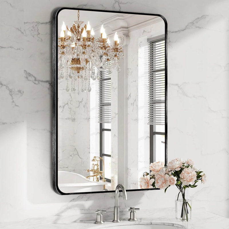 Miroir mural Viridiana, 40 po x 30 po, Noir brossé
