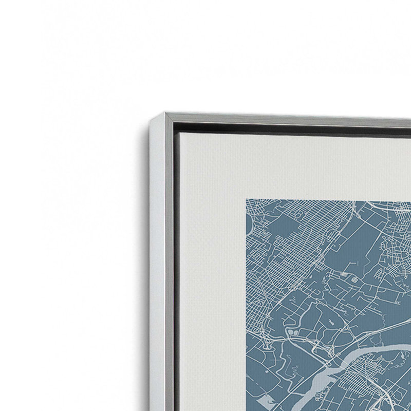«New Your City Street Map», reproduction d'art sur toile, 32 po x 48 po, Cadre flottant en chrome poli